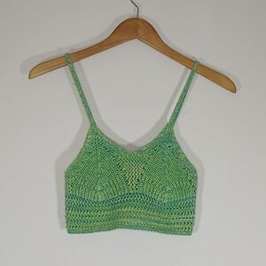 Boho Crochet Crop Top Y2K Festival Streetwear Boho Multi Color Small
